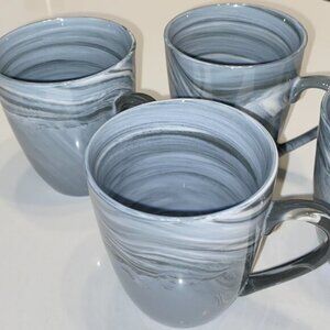 Set of 4 Gray and White Marbleized Ceramic Mugs Gelato Black Series from Stokes